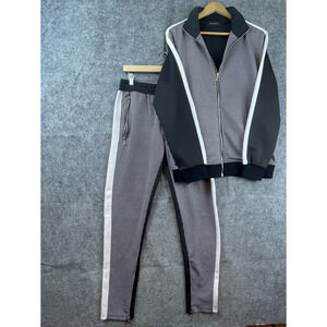 Karter Collection Track Suit Mens Large Black White Full Zip Athleisure